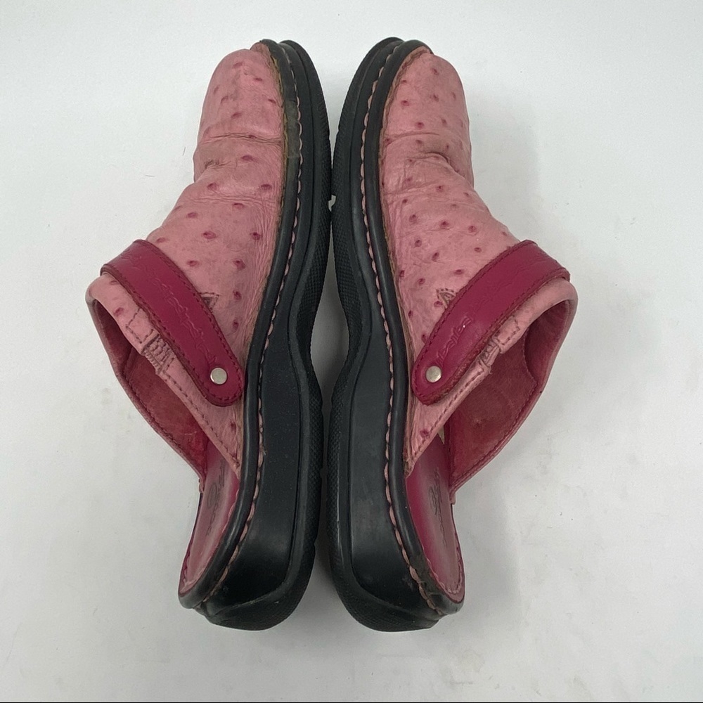 Double H Pink Leather Slide On Clogs - Picture 9 of 13